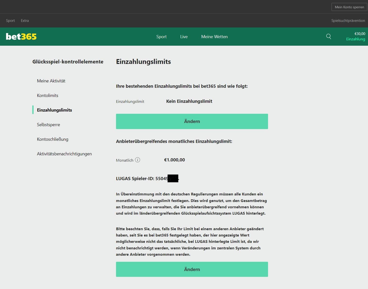 Die Lugas-ID bei Bet365