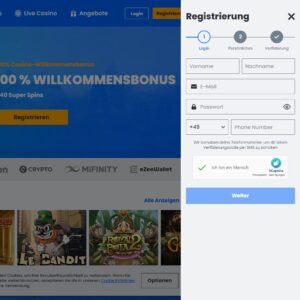 Schritt 1 der Anmeldung bei 30bet