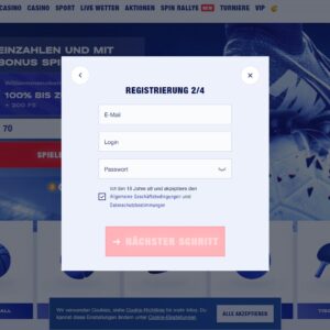 Schritt 2 der Anmeldung bei Bankonbet