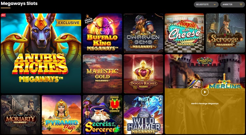 Screenshot des Casino-Angebots bei Emirbet