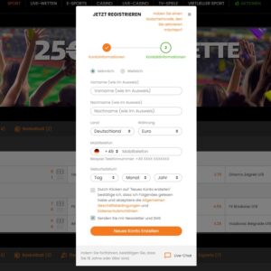 Schritt 2 der Anmeldung bei Hotbet