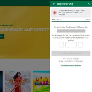 Schritt 2 der Anmeldung bei Qbet