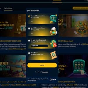 Schritt 1 der Anmeldung bei Book of Casino