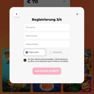 Schritt 3 der Anmeldung bei Greatwin