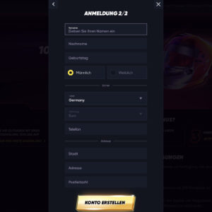 Schritt 2 der Anmeldung bei Quickwin