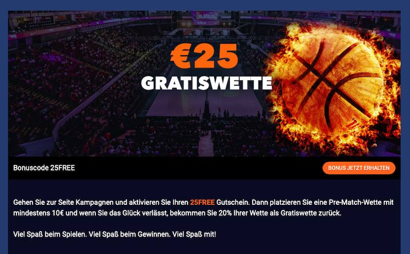 25 € Gratiswette bei Dream.Bet