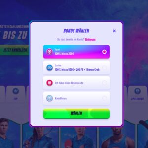 Schritt 1 der Anmeldung bei FunBet