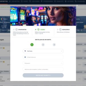Schritt 1 der Anmeldung bei 20Bet
