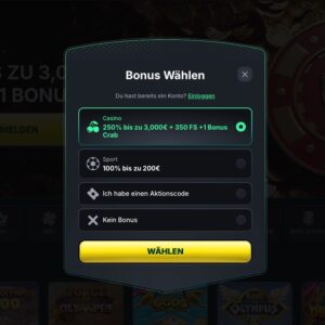 Schritt 1 der Anmeldung bei KinBet