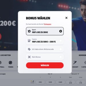 Schritt 1 der Anmeldung bei Supabet