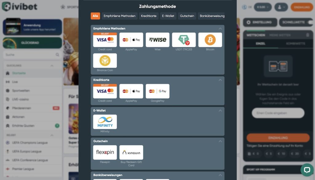 Sichere Zahlungsmethoden bei IviBet