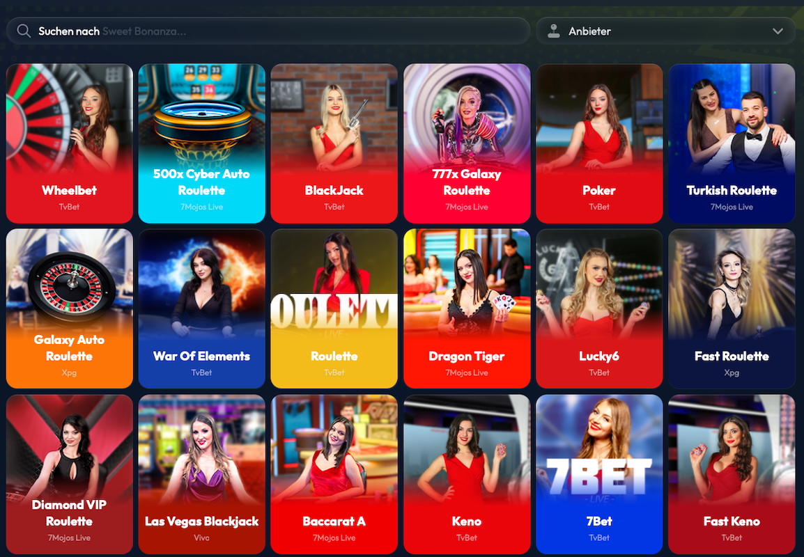 Teil des Live Casino Angebots bei Winzter