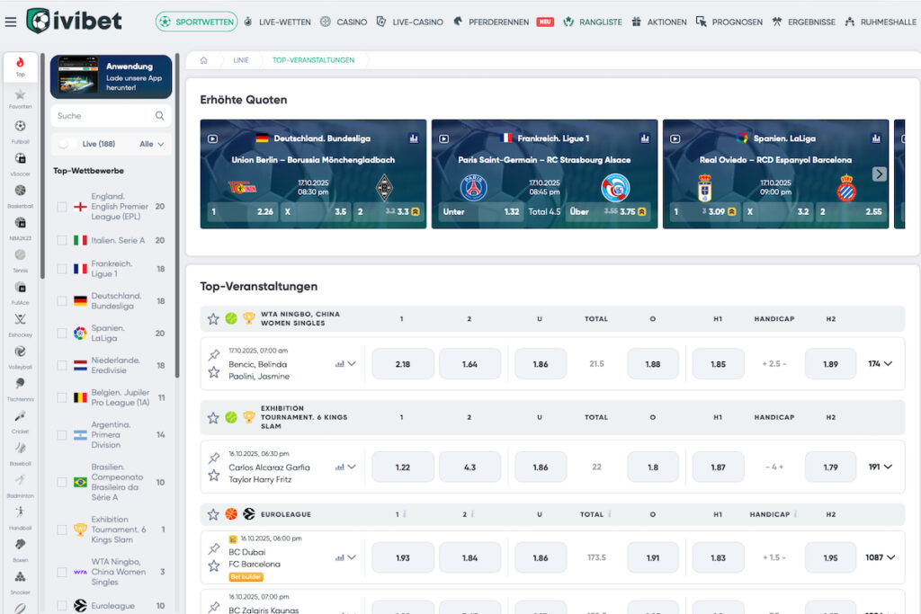 Startseite von IviBet